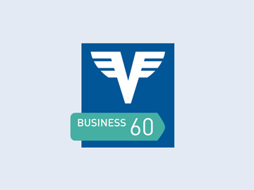Dunkelblaues Logo des Volksbank Business 60 Kontos auf hellem Hintergrund.